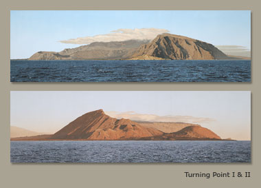 two paintings of the same island in different light